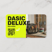 Carte de visite d'électricien avec logo et code QR (Devant)