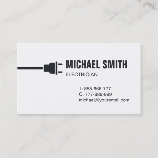 Carte de visite d'électricien avec prise électriqu (Devant)