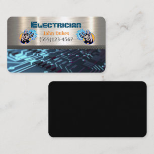 Carte de visite d'électricien de main de métal