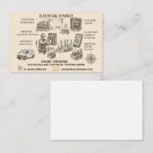 Carte de visite d'électricien de style gravure vin (Devant / Derrière)