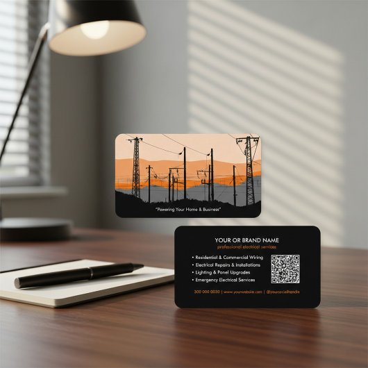 Carte de visite d'électricien moderne avec lignes