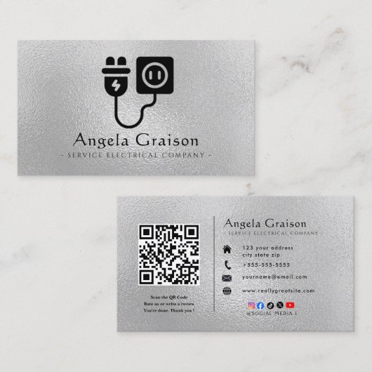 Carte de visite d'électricien professionnel (Devant / Derrière)