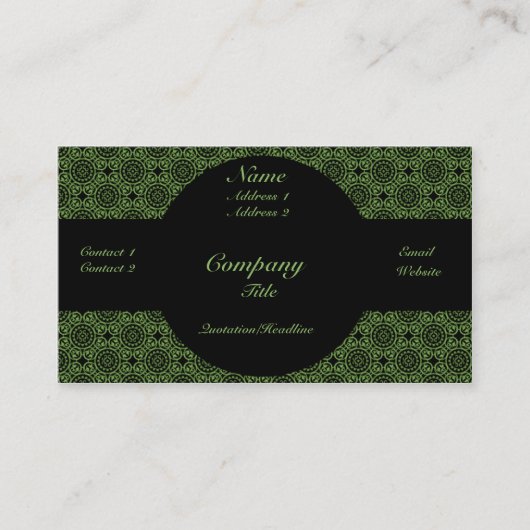 Carte de visite d'élégance funky, vert (Devant)