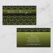 Carte de visite d'élégance rayonnante, vert olive (Devant / Derrière)