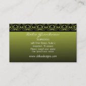 Carte de visite d'élégance rayonnante, vert olive (Dos)