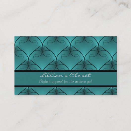 Carte de visite d'élégance sans pareil, Turquoise (Devant)