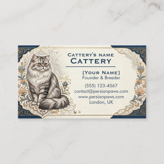 Carte de visite d'élevage de chats Persans personn (Devant)