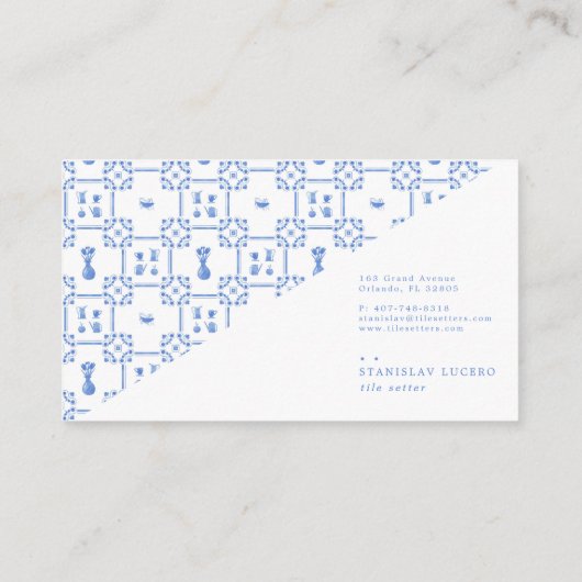 Carte de visite Delft Blue et White Tile (Dos)