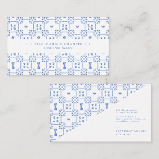 Carte de visite Delft Blue et White Tile (Devant / Derrière)