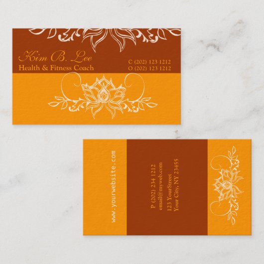 Carte De Visite Délicat Boho blanc blanc lotus gras (Devant / Derrière)