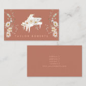 Carte De Visite délicat bouquet piano blanc (Devant / Derrière)