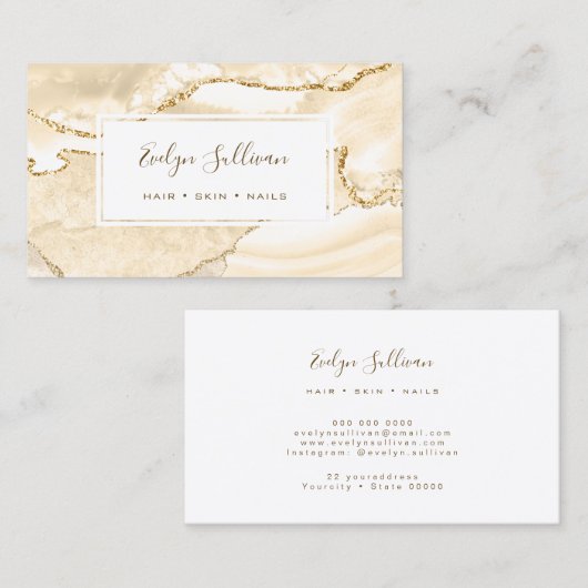 carte de visite délicat de pêche et d'agate or (Devant / Derrière)