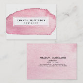 Carte De Visite Délicat professionnel de lavage d'aquarelle rose f (Devant / Derrière)