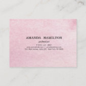 Carte De Visite Délicat professionnel de lavage d'aquarelle rose f (Dos)