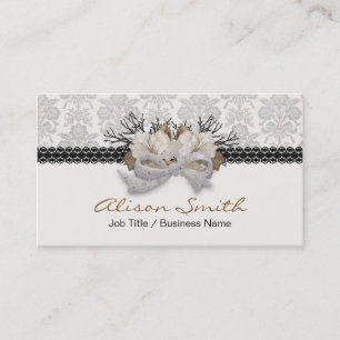 Carte De Visite Delicate crystals bow with black lace