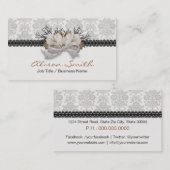 Carte De Visite Delicate crystals bow with black lace (Devant / Derrière)