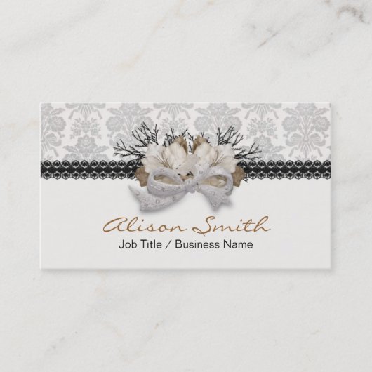 Carte De Visite Delicate crystals bow with black lace (Devant)