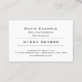 Carte De Visite Delicatessen Manager avec photo du titulaire (Dos)