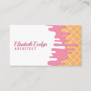 Carte De Visite Délicieuse Crème De Glace Fraise En Été