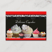 Carte De Visite DÉLICIEUX CUPCAKES DESERT SHOP, noir rouge (Dos)
