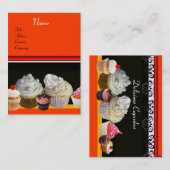 Carte De Visite DÉLICIEUX CUPCAKES DESERT SHOP, orange jaune (Devant / Derrière)