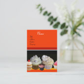 Carte De Visite DÉLICIEUX CUPCAKES DESERT SHOP, orange jaune (Debout devant)