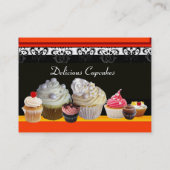 Carte De Visite DÉLICIEUX CUPCAKES DESERT SHOP, orange jaune (Dos)