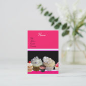 Carte De Visite DÉLICIEUX CUPCAKES DESERT SHOP, Rose Fuchsia Rouge (Debout devant)