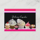 Carte De Visite DÉLICIEUX CUPCAKES DESERT SHOP, Rose Fuchsia Rouge (Dos)