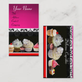 Carte De Visite DÉLICIEUX CUPCAKES DESERT SHOP, violet rose violet (Devant / Derrière)
