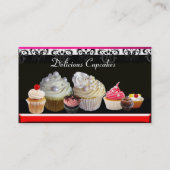 Carte De Visite DÉLICIEUX CUPCAKES DESERT SHOP, violet rose violet (Dos)