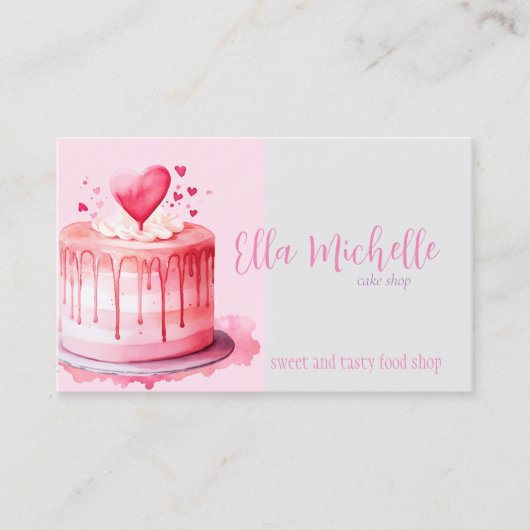 Carte De Visite délicieux gâteau rose (Devant)