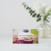 Carte De Visite Delicious Blueberry Cupcake with Whipped Cream (Debout devant)