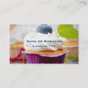 Carte De Visite Delicious Blueberry Cupcake with Whipped Cream