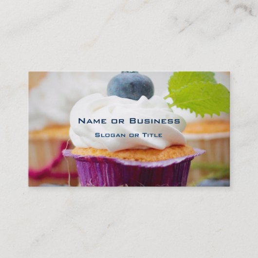 Carte De Visite Delicious Blueberry Cupcake with Whipped Cream (Devant)