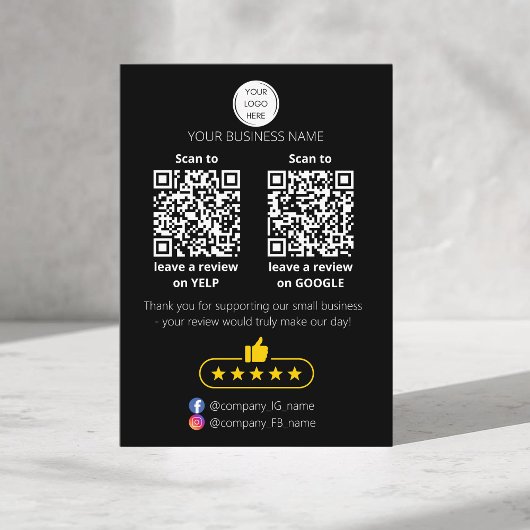 Carte De Visite Demande d'avis de petite entreprise sur GOOGLE et