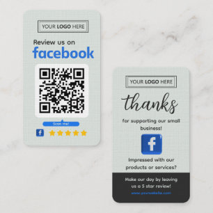 Carte De Visite Demande d'avis Facebook Entreprise Vert Pâle