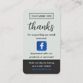 Carte De Visite Demande d'avis Facebook Entreprise Vert Pâle (Dos)