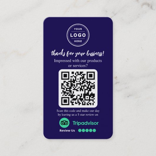Carte De Visite Demande d'avis TripAdvisor avec logo et code QR (Devant)