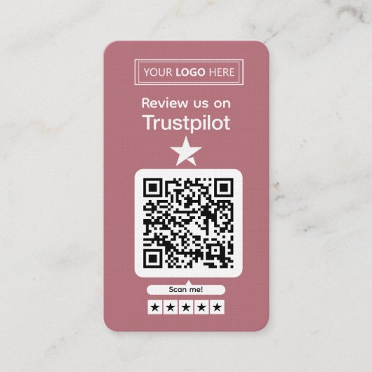 Carte De Visite Demande d'avis Trustpilot avec code QR scannable (Devant)