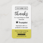 Carte De Visite Demande d'avis Trustpilot avec code QR scannable (Dos)
