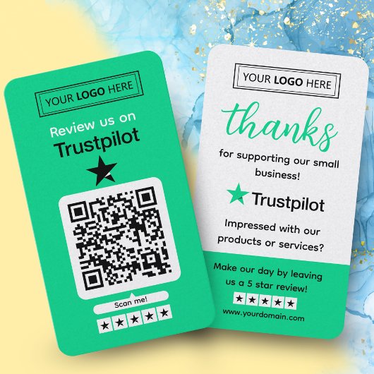 Carte De Visite Demande d'avis Trustpilot avec code QR scannable