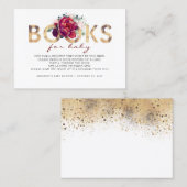 Carte De Visite Demande de baby shower - Floral rouge Bourgogne (Devant / Derrière)