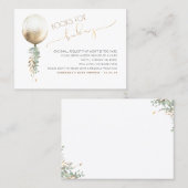 Carte De Visite Demande de baby shower - Gold Balloon Greenery Gar (Devant / Derrière)