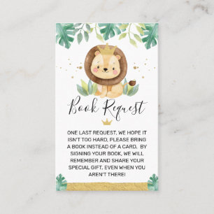 Carte De Visite Demande de carnet de Baby showers Lion Crown