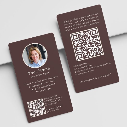 Carte De Visite Demande de commentaire moderne avec code QR et pho