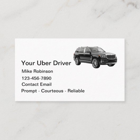 Carte De Visite Demande de course simple et élégante pour chauffeu (Devant)