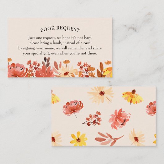Carte De Visite Demande de Fleur sauvage d'automne/Livre pour bébé (Devant / Derrière)