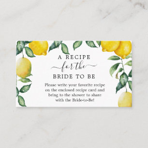 Carte De Visite Demande de recette pour Fête de l'mariée Citron ve