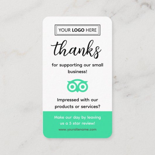 Carte De Visite Demande de révision du Tripadvisor (Dos)